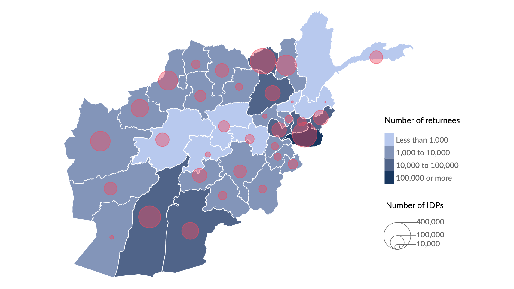 Location of returnees and internally displaced people in Afghanistan